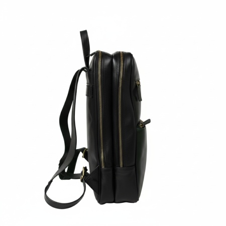 Zaino in pelle con fascia per trolley - nero - Img 4