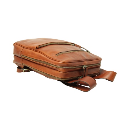Zaino in pelle con fascia per trolley-Teak - Img 3