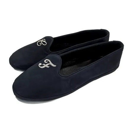 BALLERINE FRIULANE DONNA GEDA IN CAMOSCIO NERO MIS. 39 INIZIALI &quot;L&quot; e &quot;C&quot; MADE IN ITALY - Img 3