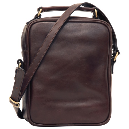Borsa a tracolla con tasca frontale. Marrone Scuro - Img 3