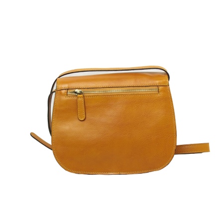 Borsa a tracolla da donna in pelle di vitello pieno fiore-Ocra - Img 3