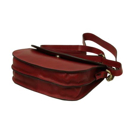 Borsa a tracolla due fianchi in vitello pieno fiore-Rosso - Img 5