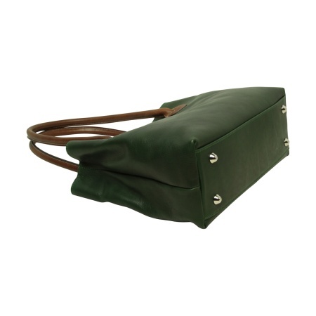 BORSA DA DONNA A DUE MANICI BICOLORE IN PELLE PIENO FIORE-VERDE - Img 3