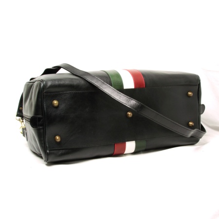 Borsa da viaggio in pelle pieno fiore - nero con bandiera Italia - Img 4