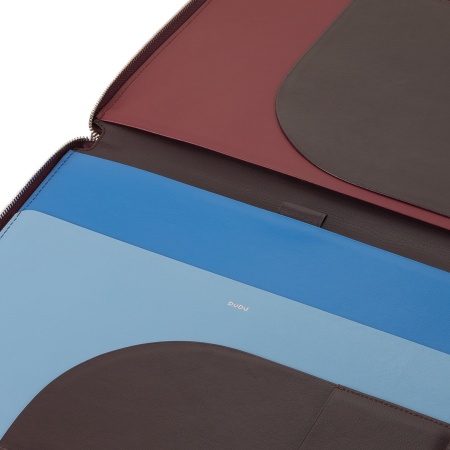 DUDU Cartella Portadocumenti A4 in Pelle Portablocco da Ufficio Cartellina Porta Tablet iPad Multicolore con Zip - Img 4