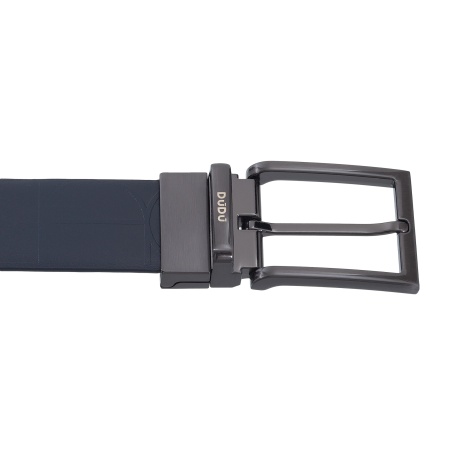 DUDU Cintura Reversibile Uomo in Pelle, Made in Italy, Regolabile e con Fibbia Girevole, Pelle con un Lato Stampato e un Lato Liscio - Img 4