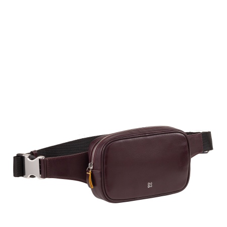 DUDU Marsupio in Pelle Uomo con Cinghia Addominale Regolabile, Marsupio Colorato a Tasca Singola con Cerniera, Porta Cellulare, Borsello da Viaggio, Marsupio da Scooter Moto Bicicletta - Img 3