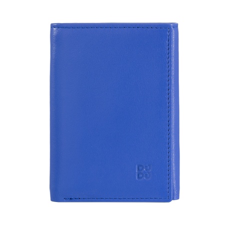 DUDU Portafoglio Uomo Trifold in Pelle, Porta Tessere Carte RFID Verticale con Bottone, Porta Banconote, Multicolore - Img 2