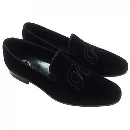 PANTOFOLE UOMO CHIUSE IN VELLUTO PERSONALIZZABILI CON INIZIALI GAROFALO GIANBATTISTA ARTIGIANALI MADE IN ITALY - Img 5