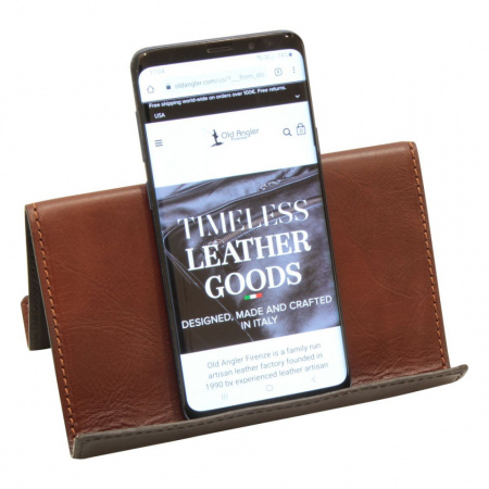 SUPPORTO IN PELLE PER IPAD E IPHONE OLD ANGLER FIRENZE ARTIGIANALE MADE IN ITALY - Img 2