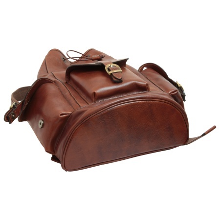 Zaino in pelle con 3 tasche frontali. Marrone - Img 6