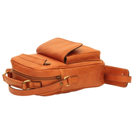 Borsa a tracolla con tasca frontale. Marrone Coloniale - Img 3