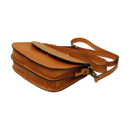Borsa a tracolla due fianchi in vitello pieno fiore-Giallo Ocra - Img 5