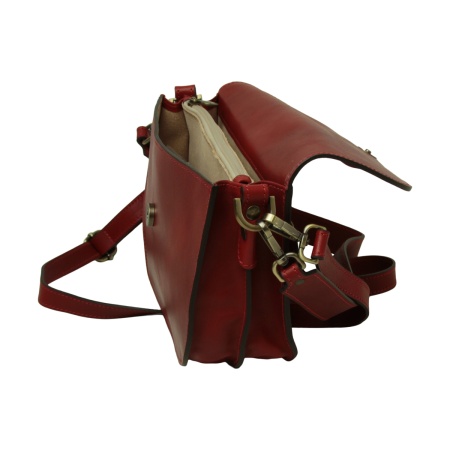 Borsa a tracolla due fianchi in vitello pieno fiore-Rosso - Img 4