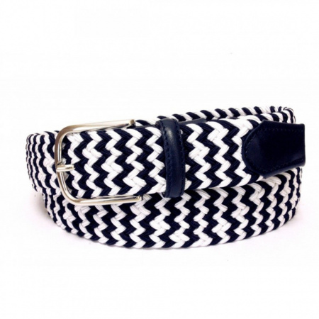 CINTURA UOMO 3,5 CM BICOLORE ELASTICA INTRECCIATA IN TESSUTO ORIONE BELTS ARTIGIANALE MADE IN ITALY