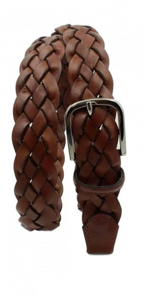 CINTURA UOMO 3,5 CM EXTRA LARGE INTRECCIATA IN CUOIO ORIONE BELTS ARTIGIANALE MADE IN ITALY - Img 2