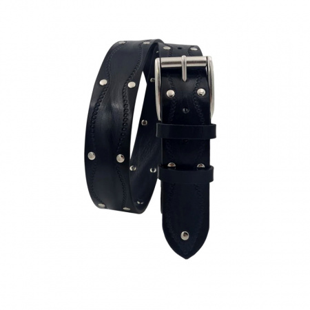 CINTURA UOMO 4 CM IN CUOIO ABRASIVATO CON BORCHIE ORIONE BELTS ARTIGIANALE MADE IN ITALY - Img 2