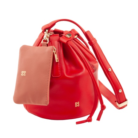 DUDU Piccola Borsa a Secchiello da Donna in Vera Pelle con Tracolla Regolabile e Chiusura a Coulisse – Borsa a Tracolla Elegante e Compatta con Cordoncino, Perfetta per l&#039;Uso Quotidiano - Img 2