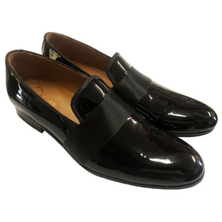 SCARPE UOMO DA CERIMONIA IN VERNICE CON FASCIA IN RASO GAROFALO GIANBATTISTA ARTIGIANALI MADE IN ITALY - Img 2
