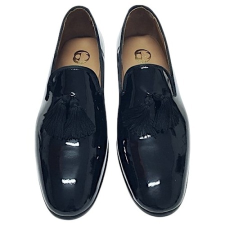 SCARPE UOMO DA CERIMONIA IN VERNICE CON NAPPINE GAROFALO GIANBATTISTA ARTIGIANALI MADE IN ITALY - Img 4