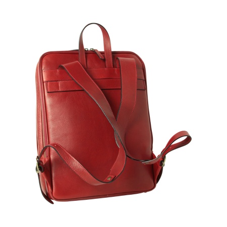 Zaino in pelle con fascia per trolley - rosso - Img 6