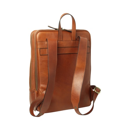 Zaino in pelle con fascia per trolley-Teak - Img 5
