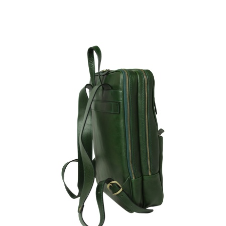Zaino in pelle con fascia per trolley - verde - Img 4