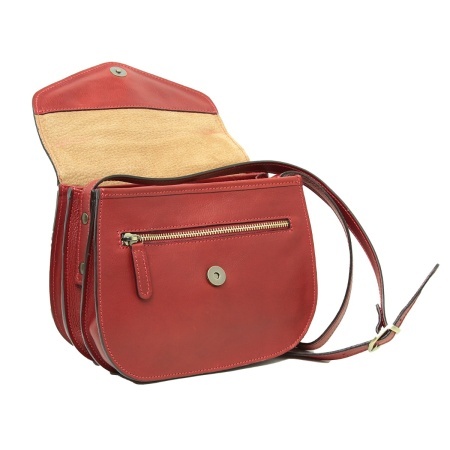 Borsa a tracolla di vitello pieno fiore-Rosso - Img 6