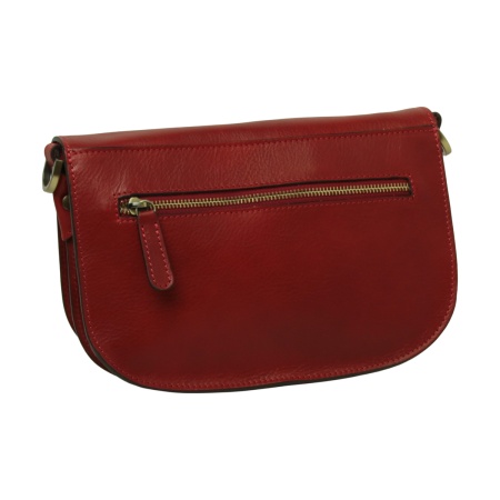 Borsa a tracolla due fianchi in vitello pieno fiore-Rosso - Img 2
