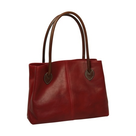 BORSA DA DONNA A DUE MANICI BICOLORE IN PELLE PIENO FIORE-ROSSO - Img 2