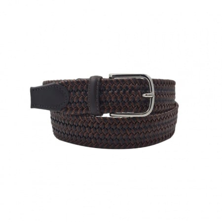 CINTURA UOMO 3,5 CM ELASTICA INTRECCIATA IN CUOIO E TESSUTO ORIONE BELTS ARTIGIANALE MADE IN ITALY