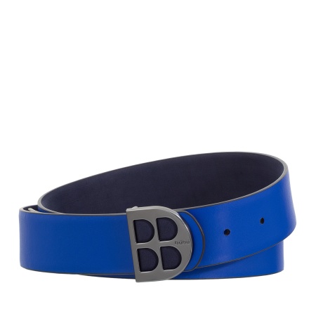 DUDU Cintura Uomo Reversibile in Pelle Liscia e Nabuk Bicolore, Made in Italy, Double Face, con Fibbia Personalizzata - Img 2