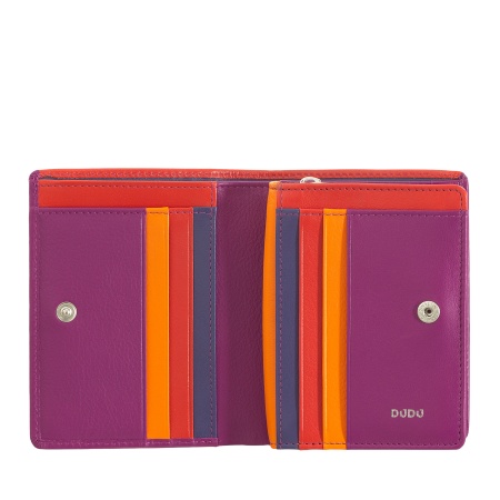 DUDU Portafoglio Donna Piccolo di Pelle Colorata Porta Carte e Tessere con Portamonete Zip e Bottone - Img 2