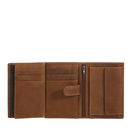 Nuvola Pelle Portafoglio Uomo Verticale in Pelle – Elegante Portafogli Bifold con Portamonete, Chiusura Interna a Linguetta, Scomparti Carte Tessere e Tasca Zip - Img 4
