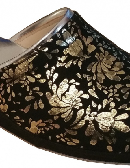 PANTOFOLA DONNA IN CAMOSCIO MILLY STAMPA FIORI ARTIGIANALE MADE IN ITALY - Img 6