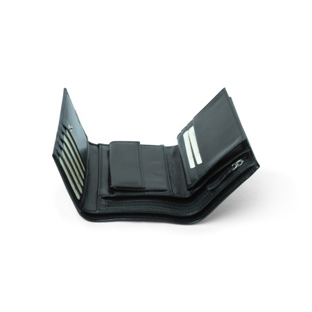 Portafoglio in pelle da donna con RFID - nero - Img 2