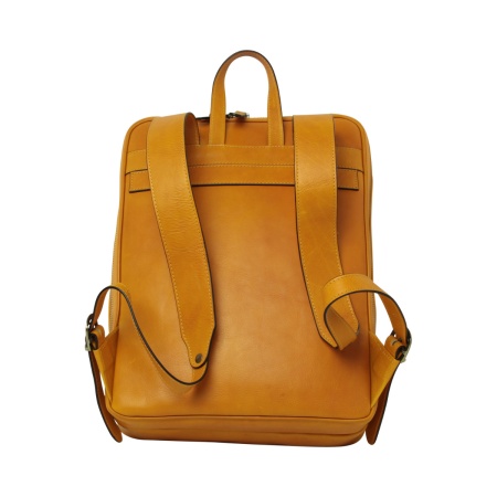 Zaino in pelle con fascia per trolley - giallo ocra - Img 5