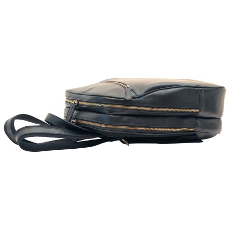 Zaino in pelle con tasca con zip frontale. Nero - Img 3