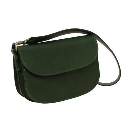 Borsa a tracolla due fianchi in vitello pieno fiore-Verde - Img 7