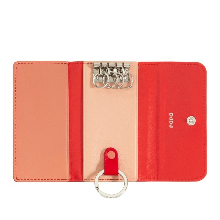DUDU Astuccio Portachiavi in Pelle Colorato con 5 Anelli per Chiavi di Casa Auto, Design Minimal, con Bottone - Img 2