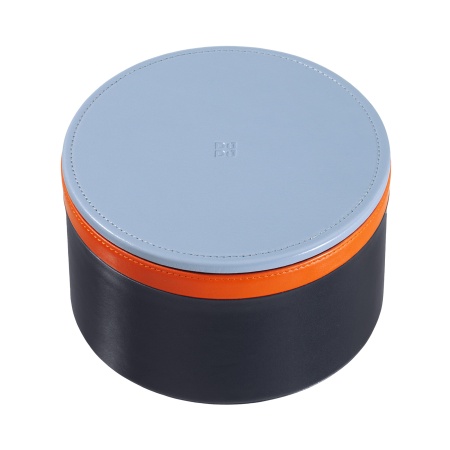 DUDU Barattolo in Pelle di Design da Arredamento, Portaoggetti con Coperchio 10x10cm, Porta Cialde Monete Chiavi Caramelle Gioielli - Img 2