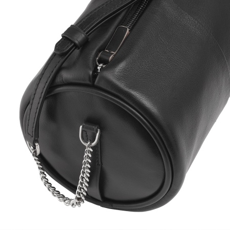 DUDU Borsa Donna Cilindrica in Pelle, Borsa a Tracolla con Catena e Pelle, Borsa a Cilindro Piccola Fashion Elegante con Cerniera - Img 4