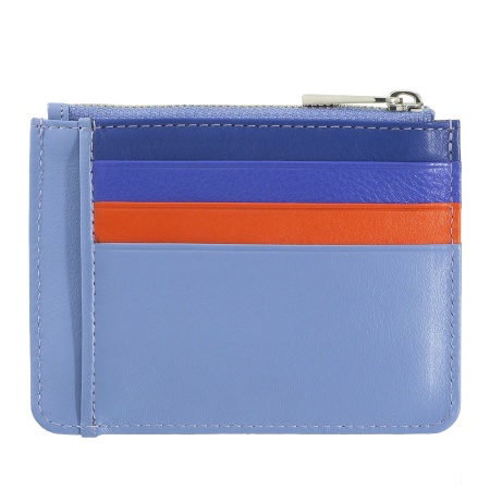 DUDU Bustina porta carte di credito in vera pelle colorata portafogli con zip - Img 2