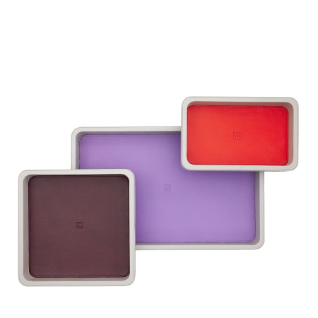 DUDU Set Svuotatasche in Pelle da 3pz, Vassoio Portaoggetti da Tavolo Casa Scrivania Ufficio, Porta Chiavi, Monete, Telefono - Img 3