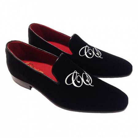PANTOFOLE CHIUSE IN VELLUTO PERSONALIZZABILI CON INIZIALI GAROFALO GIANBATTISTA ARTIGIANALI MADE IN ITALY - Img 2