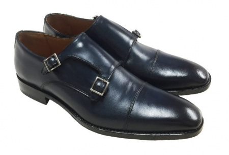 SCARPE LUSSO UOMO STRINGATE IN PELLE CON FIBBIE GAROFALO GIANBATTISTA ARTIGIANALI MADE IN ITALY - Img 2