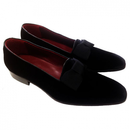 SCARPE UOMO IN VELLUTO CON PAPILLON PERSONALIZZABILI GAROFALO GIANBATTISTA ARTIGIANALI MADE IN ITALY - Img 2