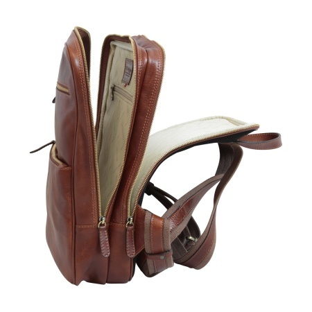 Zaino in pelle con facia per trolley-Marrone - Img 3