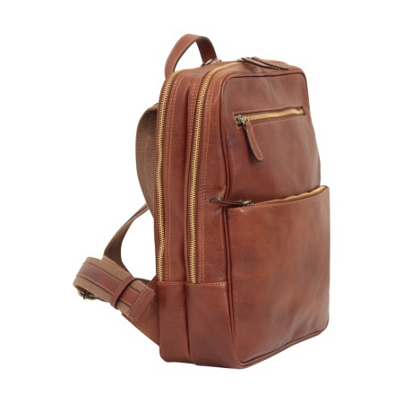 Zaino in pelle con fascia per trolley-Marrone - Img 2