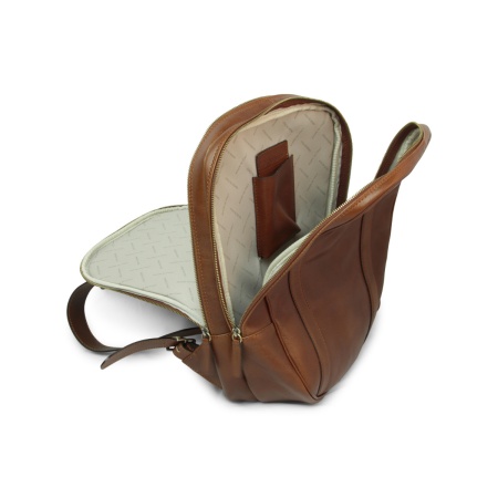 Zaino per laptop in vitello morbido con fascia per trolley-Castagna - Img 2
